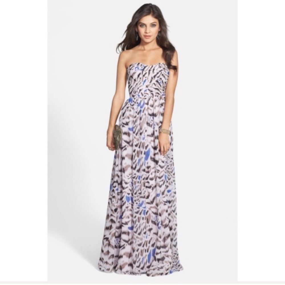 ERIN by Erin Fetherston Blue and Black Patterned Maxi Dress